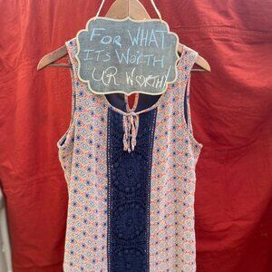 Maurices Sleeveless Patterned Tank Top – Crochet Lace Panel – Boho Style